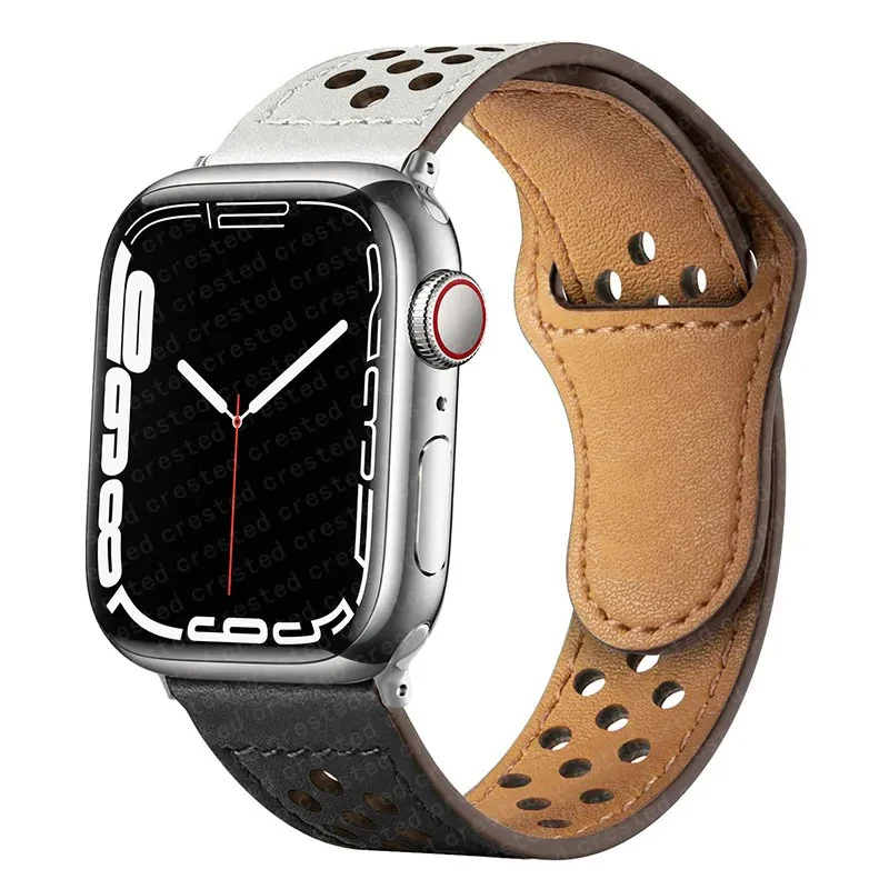 Leather strap For Apple watch band 44mm 40mm 45mm 41mm 49mm 42mm 38mm 44 45 mm bracelet iWatch Ultra 2 series 9 8 3 6 se 7 strap