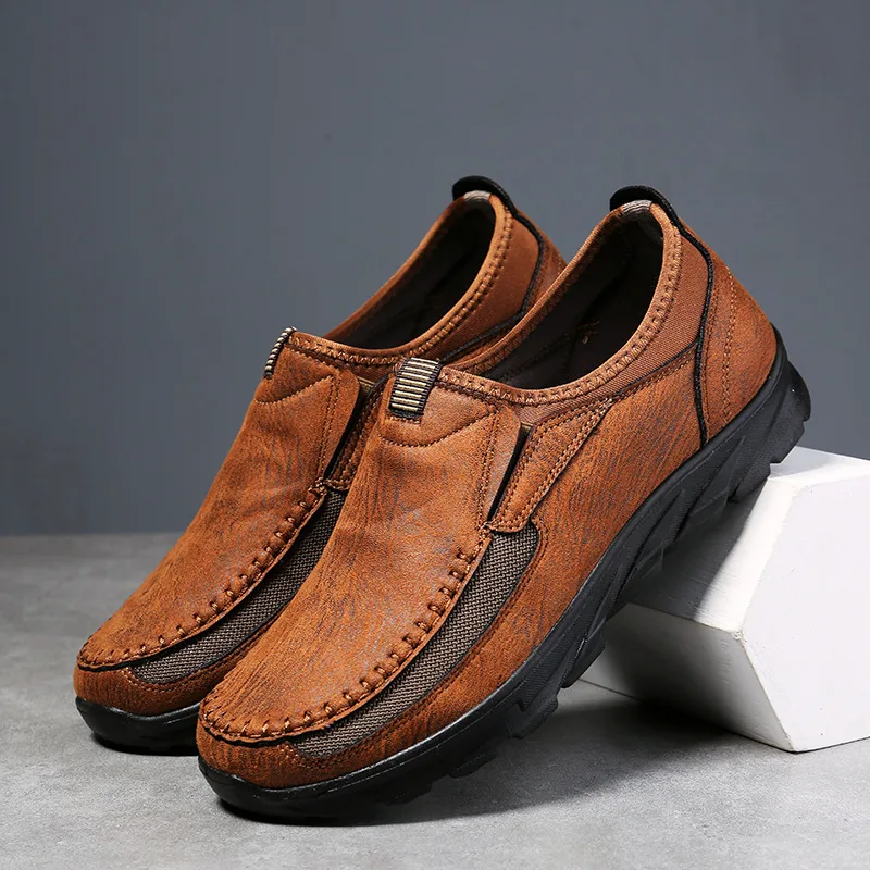 Men Leather Casual Shoes Breathable Loafers Men Sneakers 2023 New Male Comfortable Leather Flat Footwear Sneakers Men Shoes