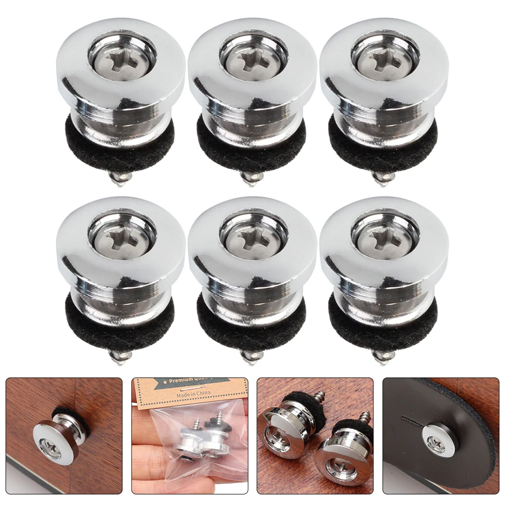 

6 Pcs Guitar Strap Button Locking Locks Electric Suite Buttons Iron Bottons Bass