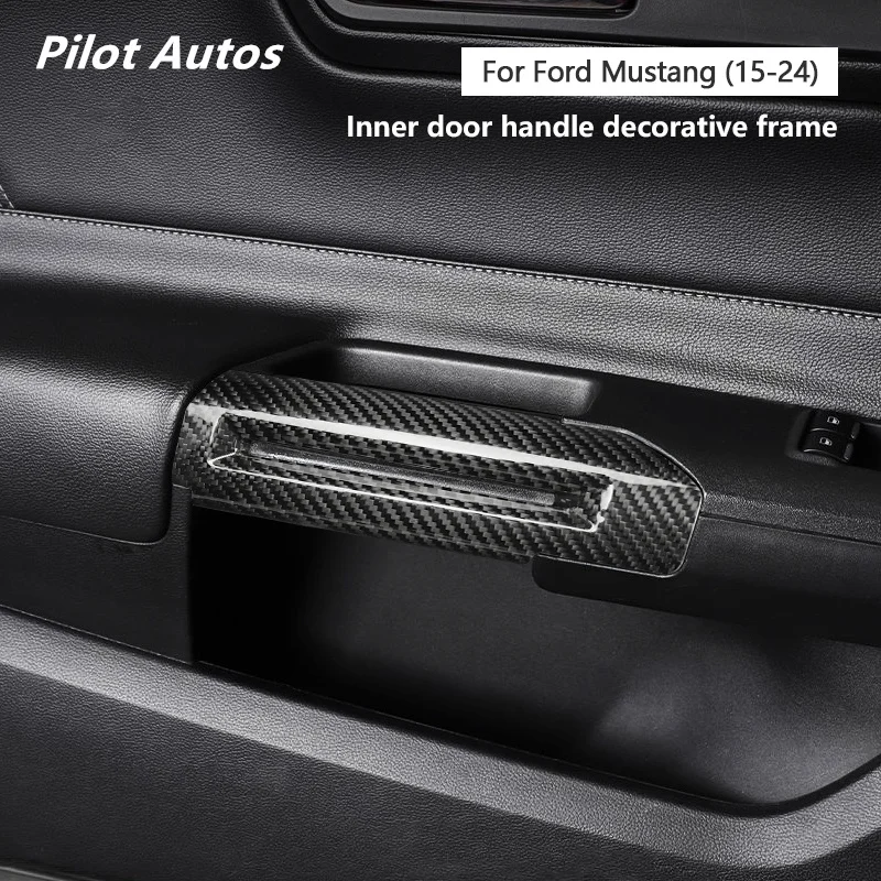 

2015-2023 For Mustang Car Inner Door Handle Panel Genuine Carbon Fiber 3D Decoration Sticker