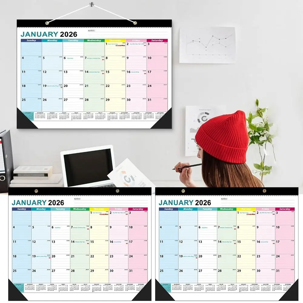 

Large Format 2026 Wall Calendar Waterproof Cover Transparent Monthly Calendar Daily Planning Hangable Calendar School Office