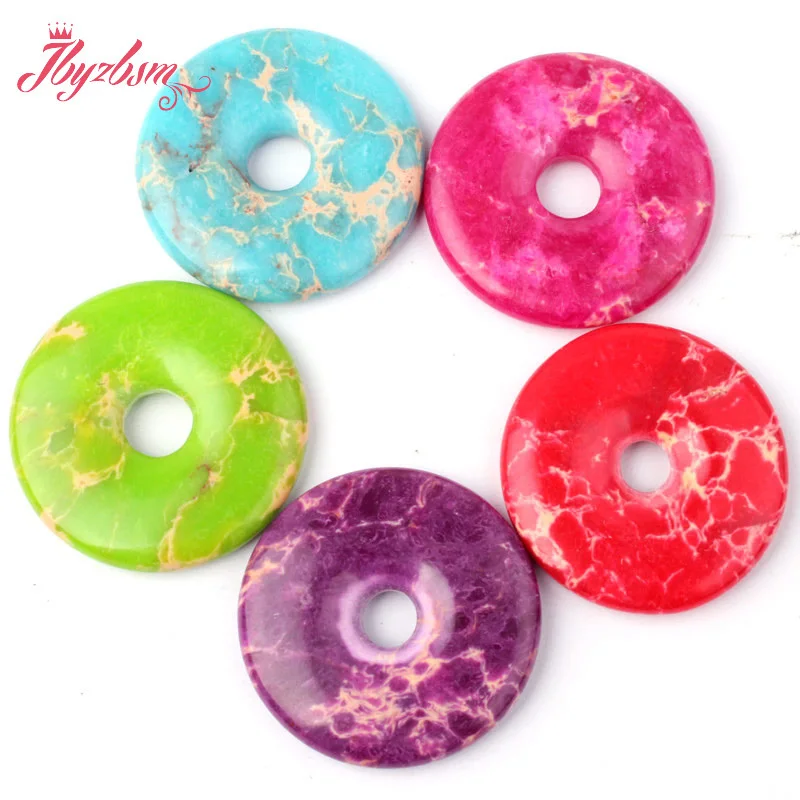 

25/30/35mm Donut Ring Green Red Purple Plum Sea Sedimen for DIY Accessories Necklace Bracelet Charm Pendant Jewelry Making 1 Pcs