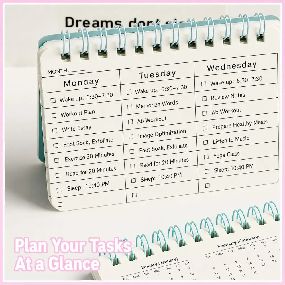 Minimalist Flip Top Coiled Weekly Planner Notebook Portable Handwriting Daily Habit Tracker To-do List Notepad School Office