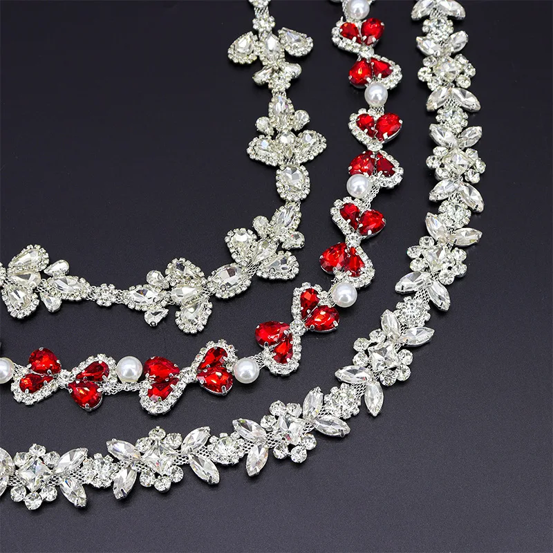 

Gorgeous Rhinestone Chain Trim Applique Crystal Sewing Bridal Costume Embellishment Chain Sparky Jewelry DIY for Necklace Bags