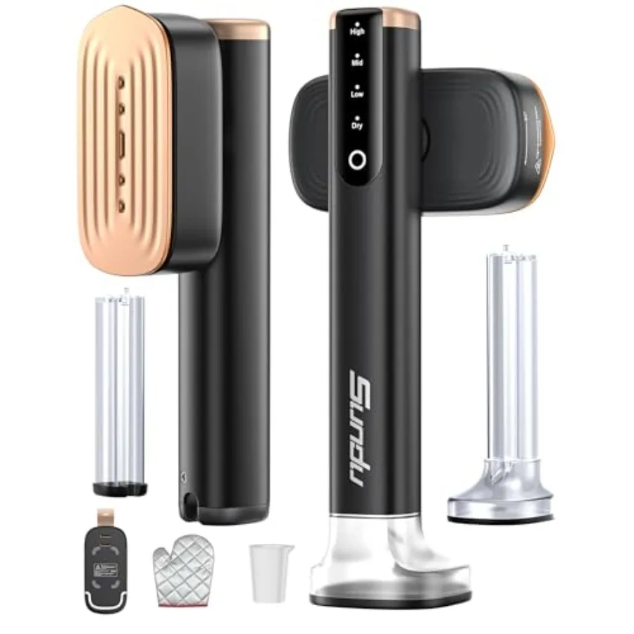 

Портативный отпариватель для одежды с двумя резервуарами для воды (180 мл и 100 мл), быстрый нагрев за 15 секунд, мощность пара 24 г/мин, высокая производительность.