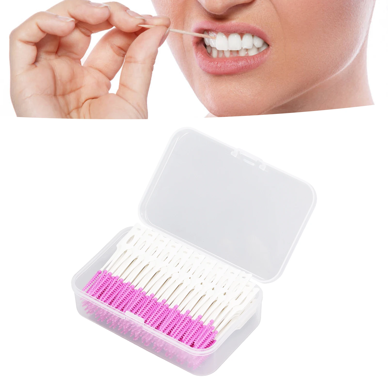 

200Pcs Interdental Brush Disposable Soft Silicone Dental Cleaning Floss Toothpicks with Storage Box For Oral Care