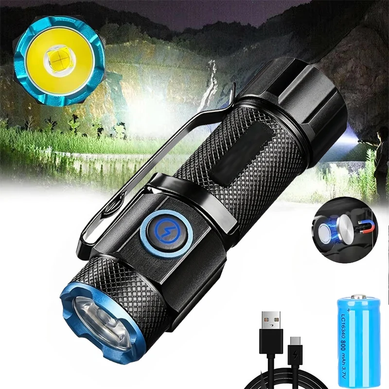 

6500K Мини-фонарик High Bright P50 LED Palm Torch Type-C Usb Torch Light Детский женский рюкзак Карманный уличный домашний рабочий фонарь