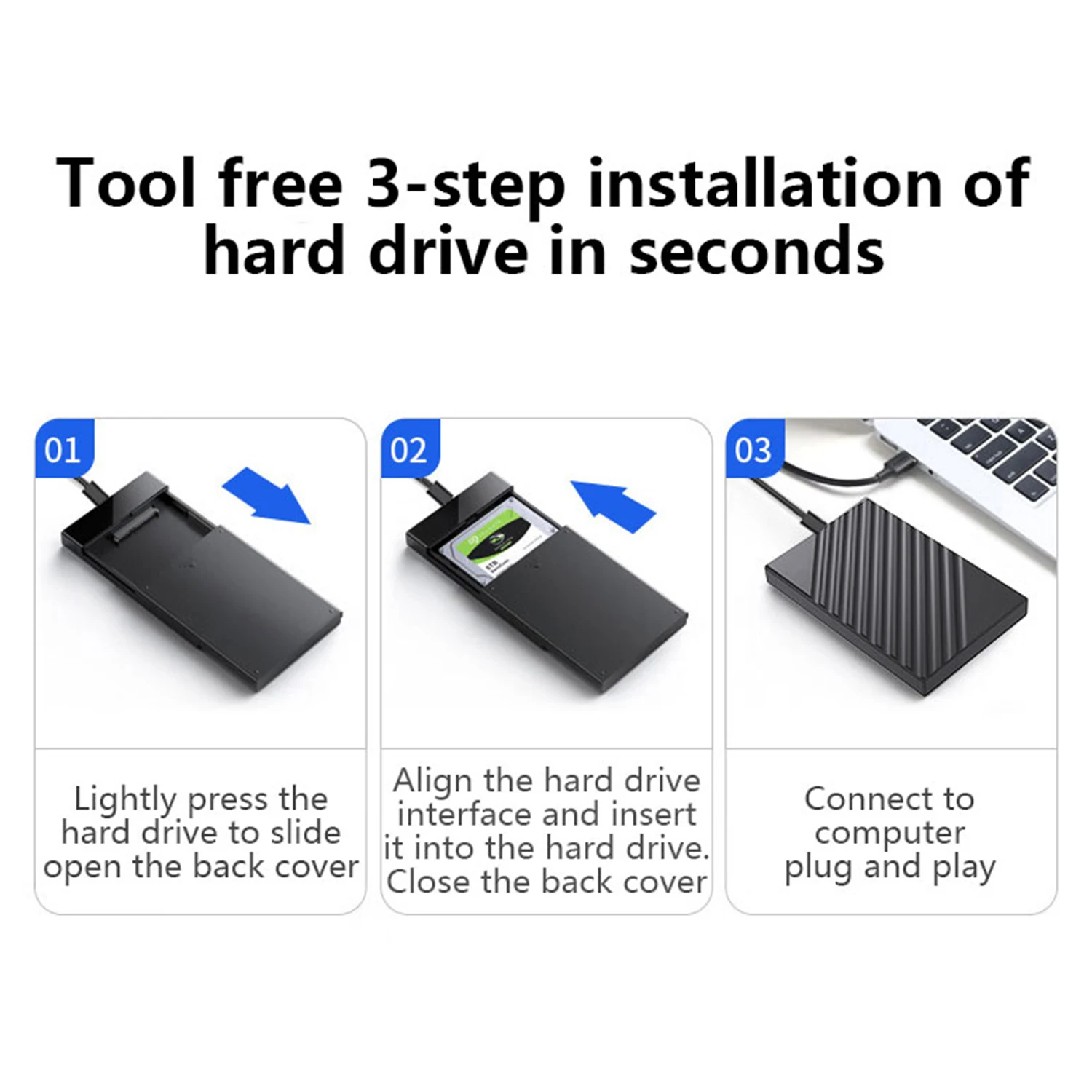 UTHAI Z200 Portable 2.5-Inch Hard Drive Enclosure USB 3.0/3.1 Detachable Mechanical Drive Box with Stable 5GBPS Transmission