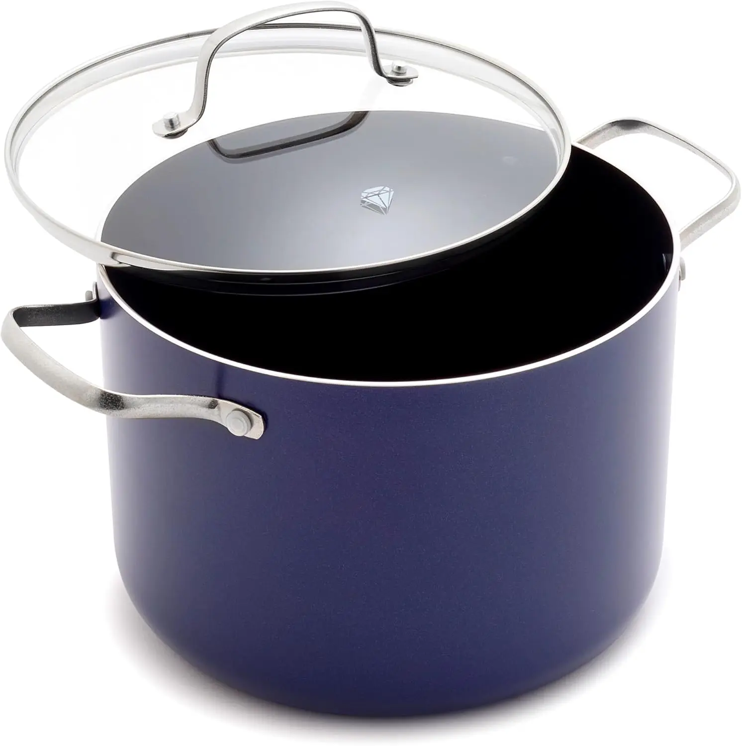 

8QT PFAS-Free Ceramic Nonstick Stockpot with Glass Lid, Oven & Dishwasher Safe, Navy