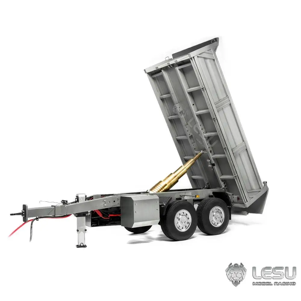 LESURC1/14 full trailer dump truck with central hydraulic cylinder lifting CNC body LS-A0051-A tail hook puller