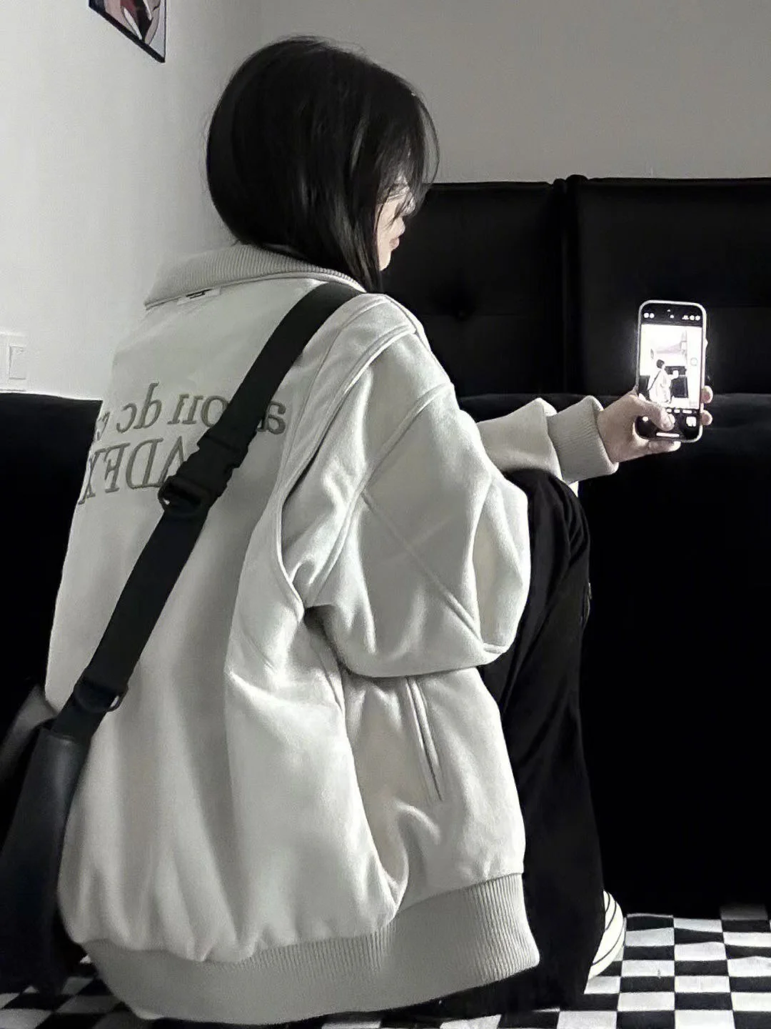 

plus Size 300 Pou American Retro Jaet Women's Spring Autumn Casual All-Match Baseball Coat Zipper ort Loose Fit Outerwear