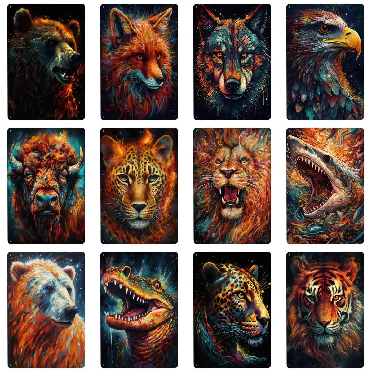 Винтажные психоделические металлические знаки Tigre, Лев, волк, медведь, орел, декоративные настенные рисунки для клуба, кухни
