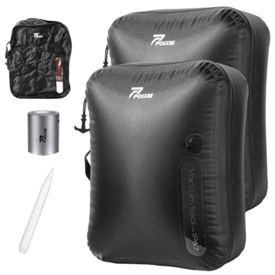 

Vacuum Bags for Travel with Wireless Pump 180° Open Zipper IP67 Waterproof Reusable Space Saver Compression Bags for Backpack S