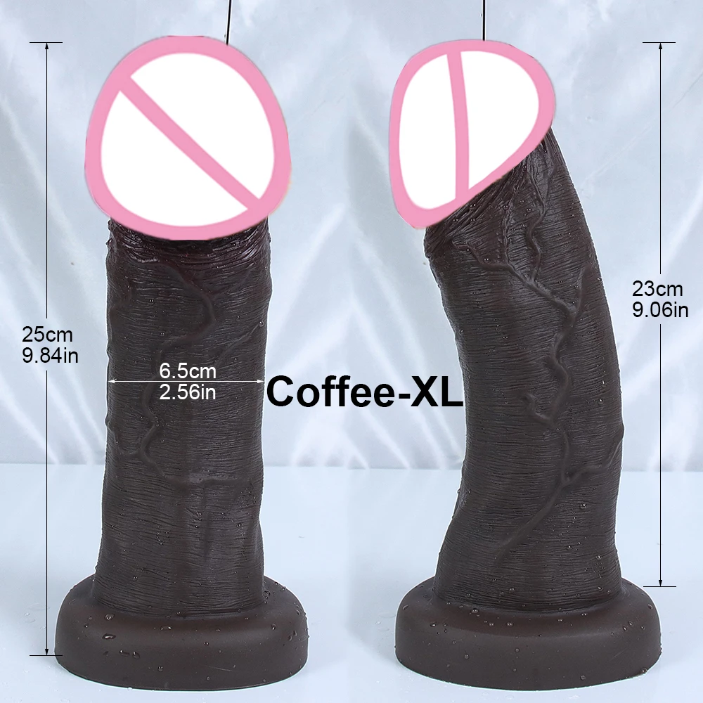 New Coffee Big Glans Realistic Dildo Soft Huge Lifelike Penis Suction Cup Anal Sex Toys For Woman Vagina Adult Masturbator Cock