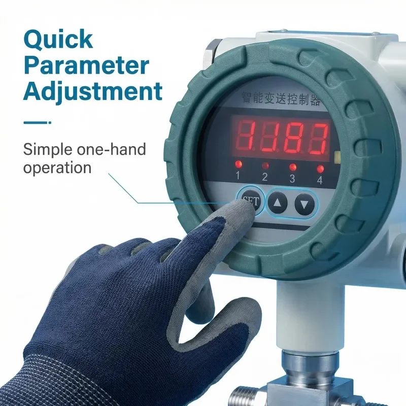 Thread Connected Differential Pressure Transmitter 4-20mA Alloy Material On-site Adjustment DP Controller Liquid IP66