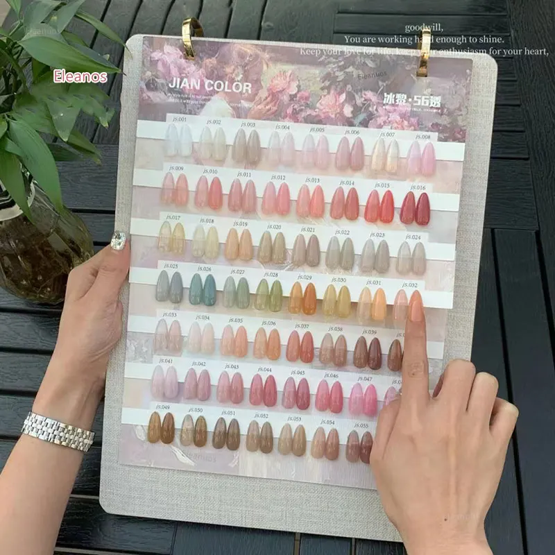 Eleanos New 56pcs Jelly Gel Nail Polish Set Icy Throught Nude Pink Varnish For Nail Salon Wholesale Marnicure UV Gel Learner Kit