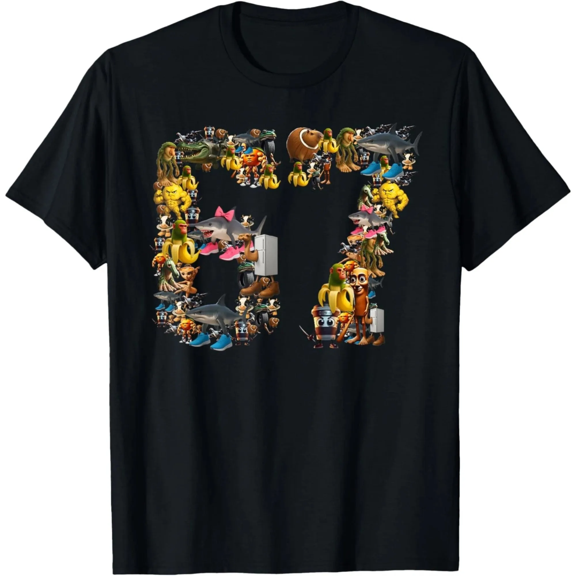 

Men's Casual T-Shirt Creative Cartoon 67 MEME Graphic Print Short Sleeve Top Trendy Tee