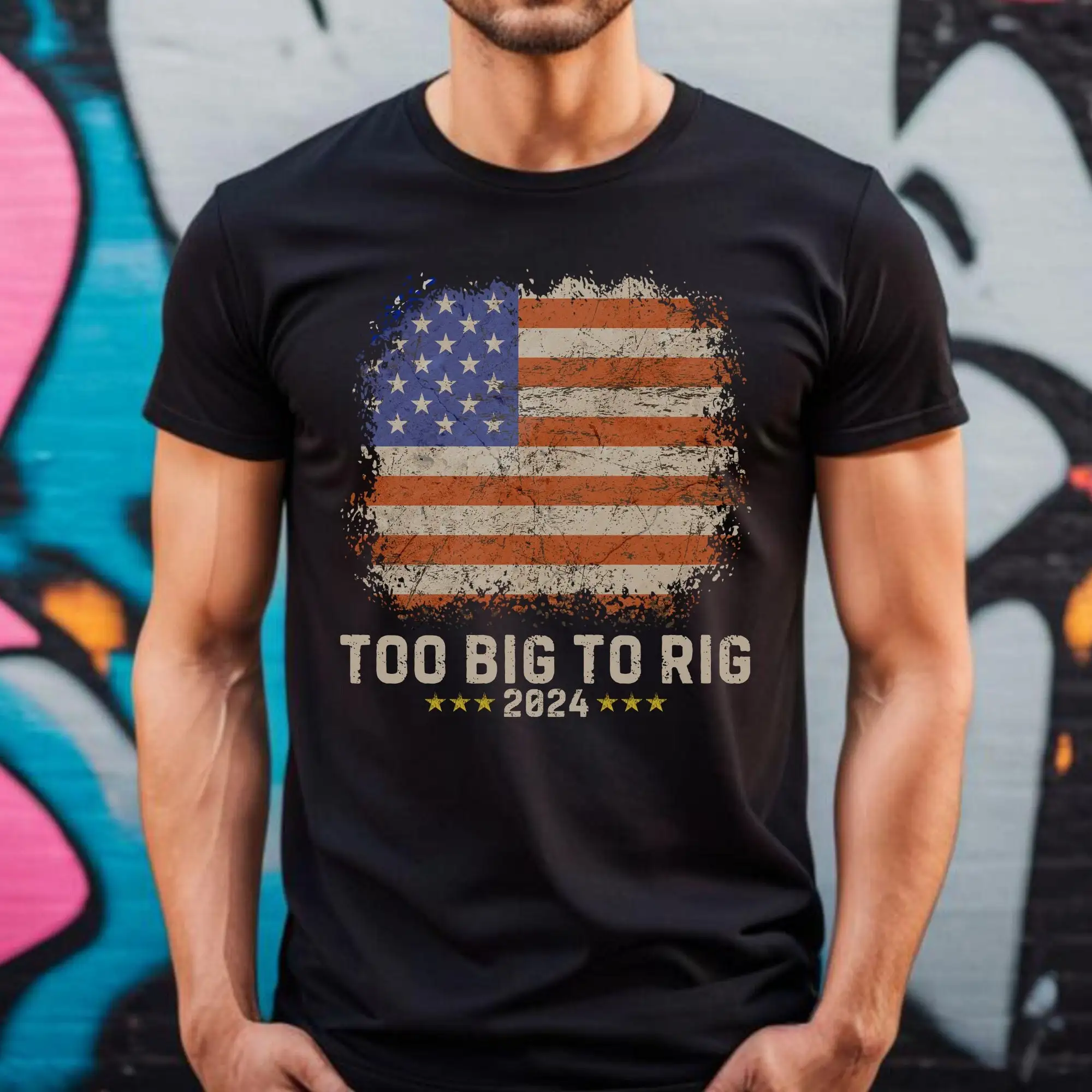 Too Big To Rig T Shirt Trump 2024 Election Rug Funny Meme American Flag Republican