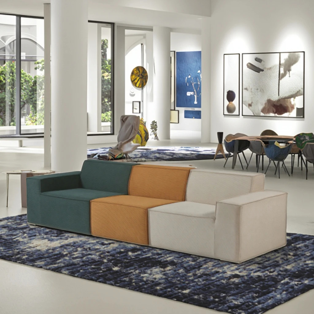 

Multi-Functional Extendable Fabric Sofa Sets Comfortable Compression Couch With Sponge Filling Convertible For Living Room Use