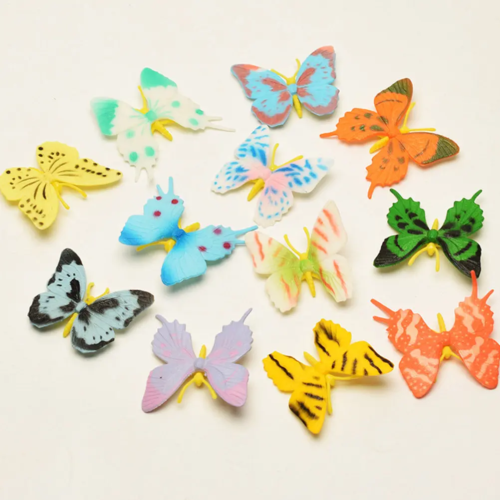 12Pcs Realistic Butterfly Crafts Set Lifelike Educational Cognitive Training Aid for Kids Observing Nature Kindergarten Nursery