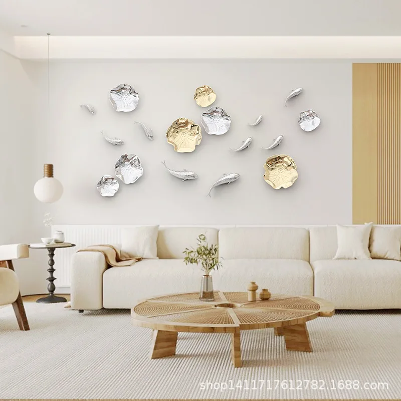 Oferta Specjalna Chiński Pastoralny Trójwymiarowy Wisiorek z Żywicy w Kształcie Liścia Lotosu Dekoracja Ścienna do Hotelu Restauracji na Wejście Tło TV