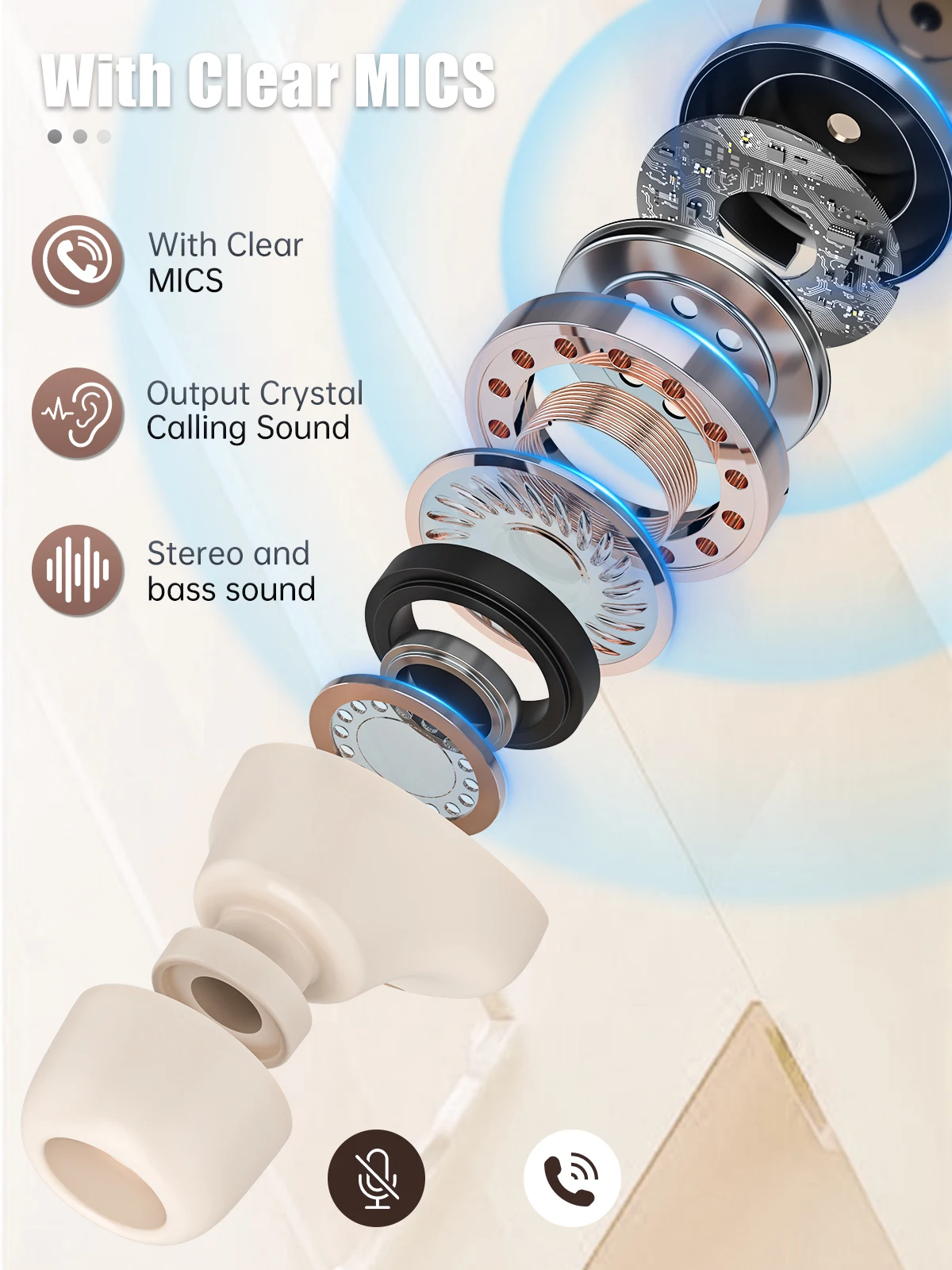 Fones de ouvido sem fio bluetooth tws sono fone de ouvido trabalho esportes redução ruído alta fidelidade estéreo baixo para iphone xiaomi