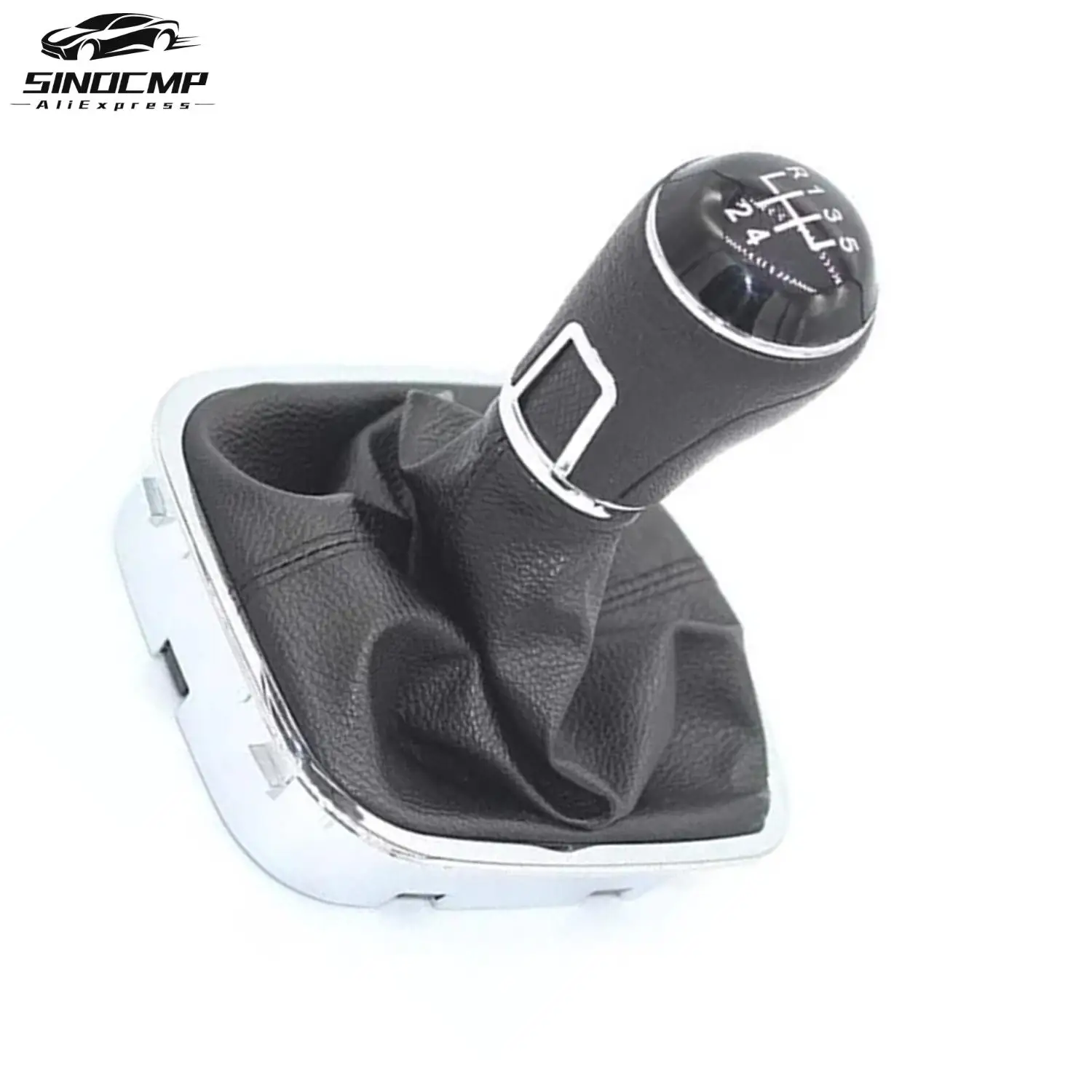 

5 Speed Gear Shift Knob Lever & Boot Gaitor Black Leather Set For VW Golf 5 6 Jetta V VI Scirocco Polo Vento Gear Shift Parts