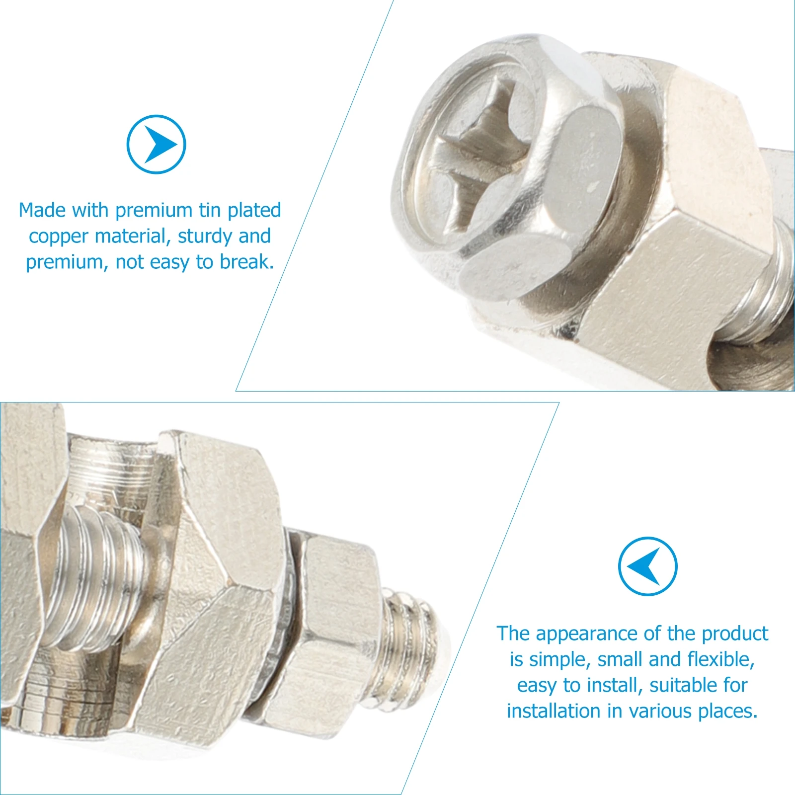 

2pcs Solar Grounding Clip Premium Copper Ground Lug Cable Clamp Hexagon Bolt-On Coupling For Photovoltaic Panel Wiring Frame