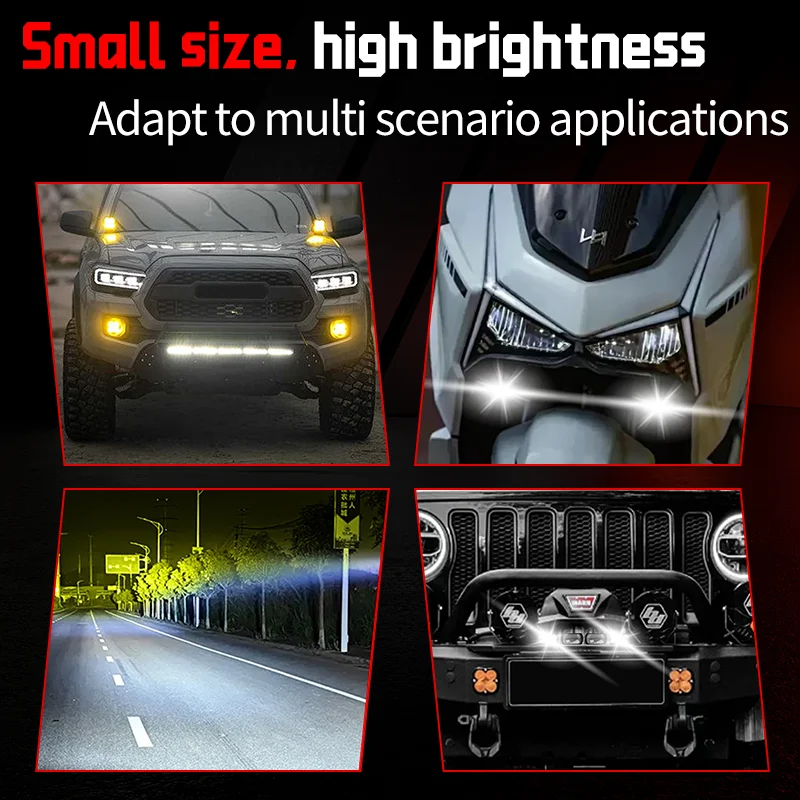 2 uds Super delgado amarillo y blanco LED Sportlight doble haz bi-led proyector parrilla luces 3000K 6000K para motocicleta ATV UTV proyector