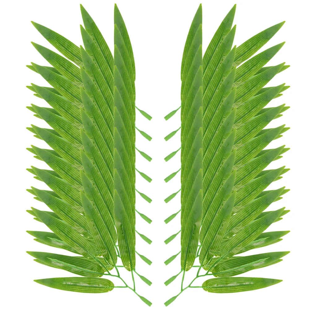 30 Pcs Simulated Bamboo Leaves Artificial Realistic Faux Fake Decorate for Crafts Plastic Tape Flower Arranging