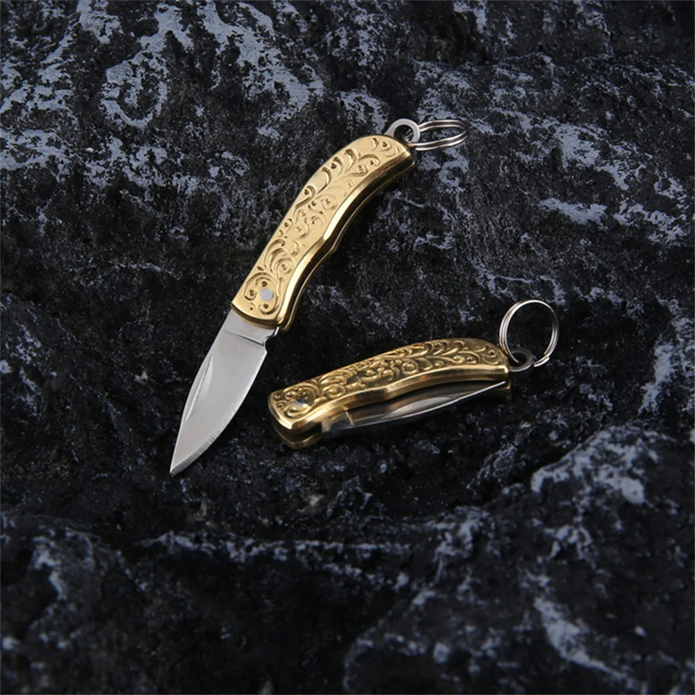 الفولاذ المقاوم للصدأ سكين قلادة جيب الحجم المفاتيح سكّين متعدّد الاستخدامات سكين جيب صغير المدمجة المحمولة القاطع أداة ل ساعي #4