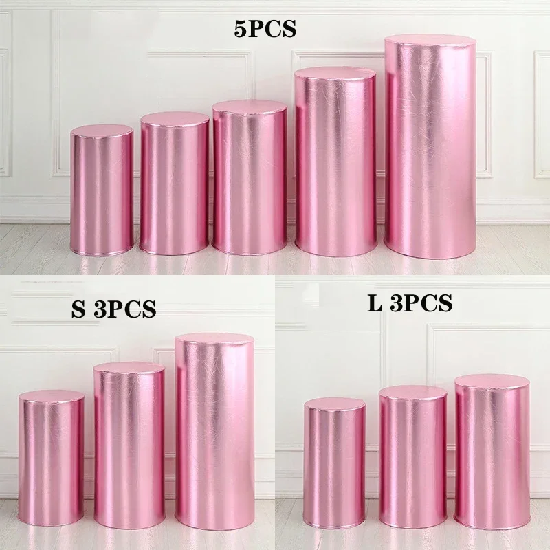 Bronzed Elastic Cylinder Stand Covers Plinth Stand Cover for Party Wedding Birthday Decoration Only Contains Cylinder Covers