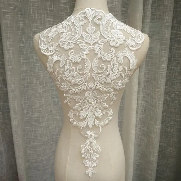 

High Quality Patch Elegant Embroidered Lace Flower Applique For Wedding Dress Accessories