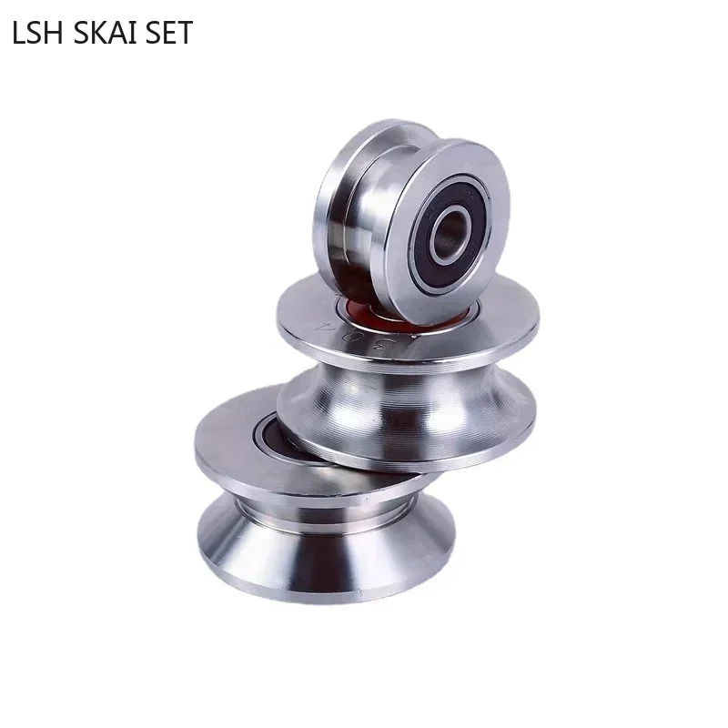 1pc Stainless Steel Track Pulley Customized Bearing Wheel V/U/H Type Wire Rope Lifting Pulleys Sliding Door Wheels Rollers