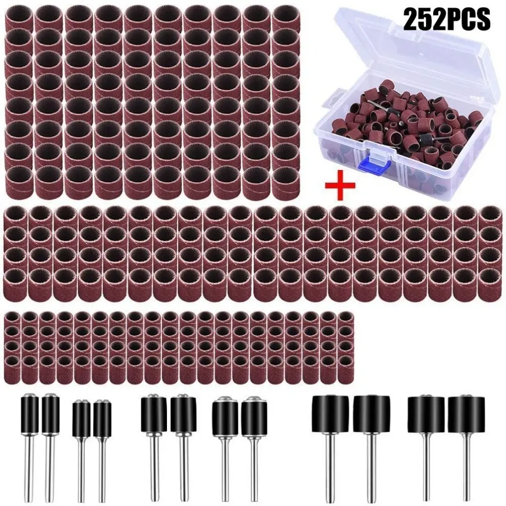 

252Pcs Set Polishing Nail Art Sanding Bands Pedicure Tools Foot Care Sanding Drums Set Sandpaper Replacement Nail Sand Cap