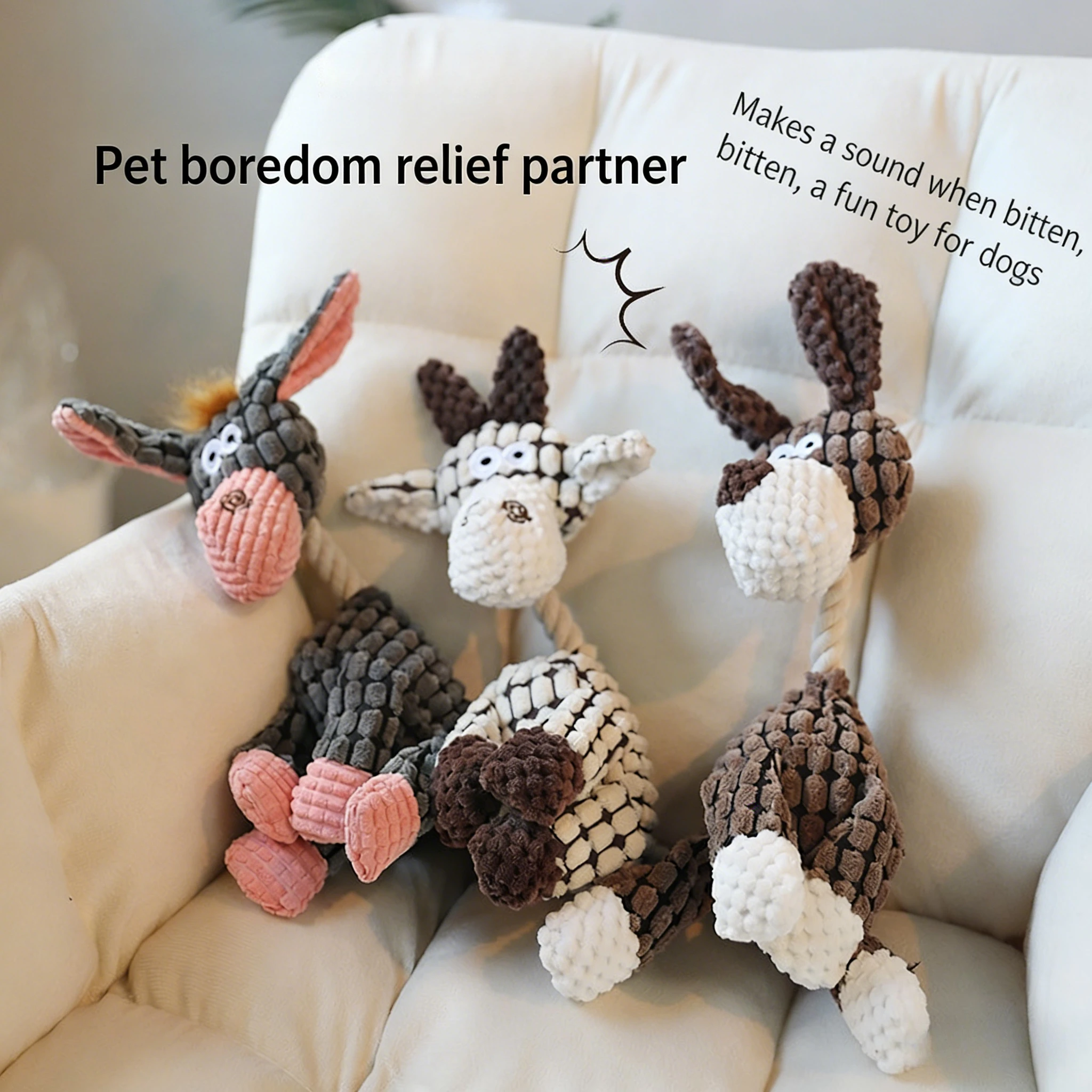 Plush Dog Toy for Puppies - Bite Resistant Squeaky Toys in Animal Shapes Popular Pet Voice Toys for Grinding Teeth.