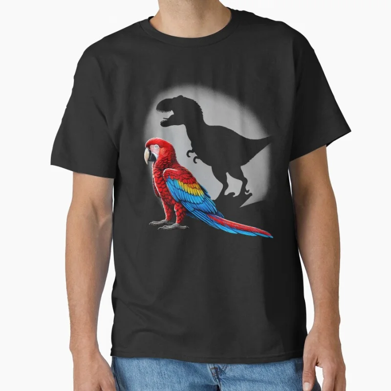 

Screaming Scarlet Macaw Parrot Bird Memes Funny Dinosaur T shirt for man Large size Tops Funny parrot Graphic Printed clothes