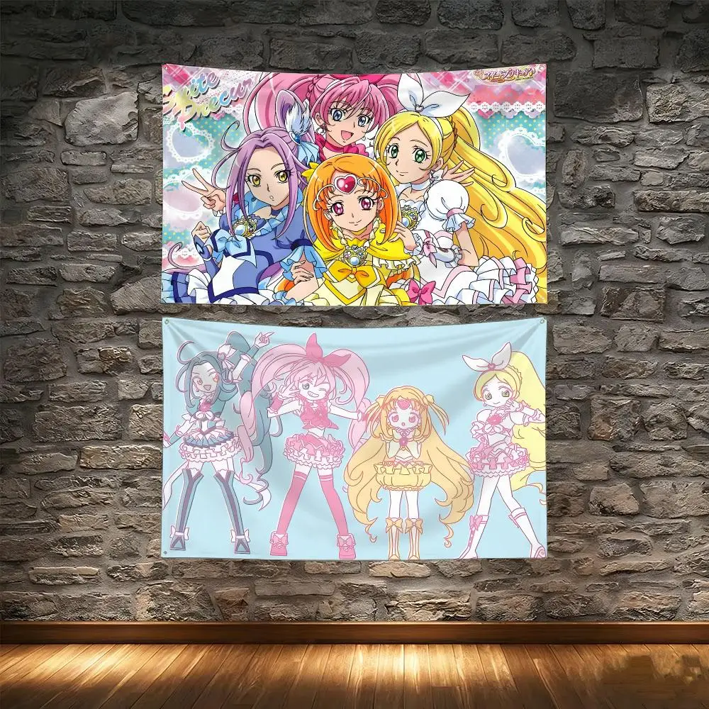 Fantasy Anime S-Suite Pretty Cure Flags Tapestry Creative Pattern Photo Living Room Wall Art Party Outdoor Decor