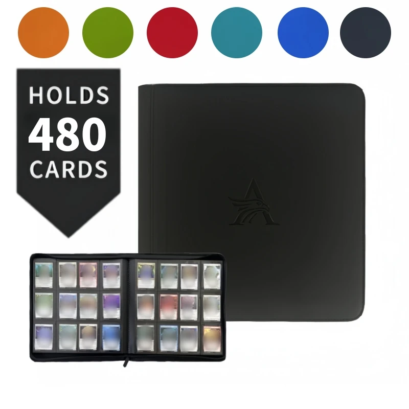 12Pocket Card Binder, 480 Double Sided Pocket PU Collection Binder, Collector Album, for YuGiOh TCG & Sports Cards. Collector's