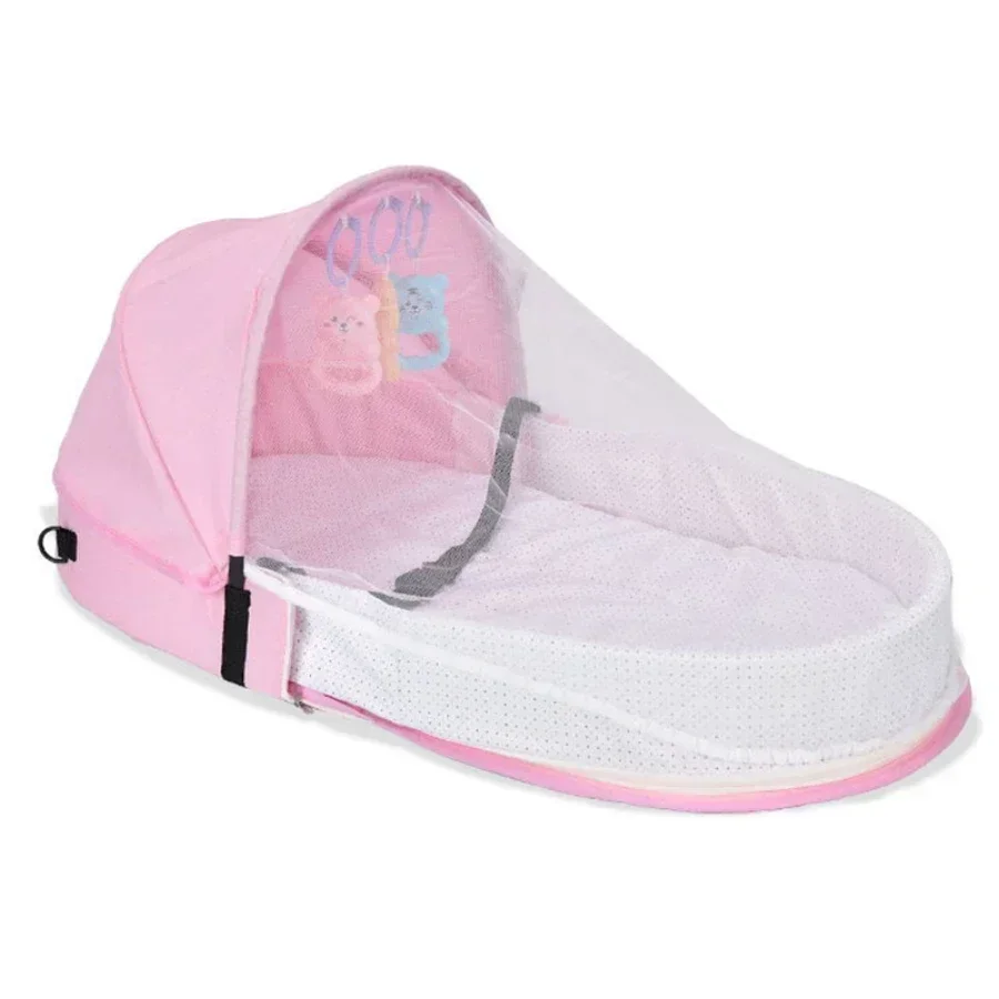 Portable Foldable Baby Travel Bed Versatile Infant Nest with Mosquito Net Multi-functional Mommy Bag Crib in Bed