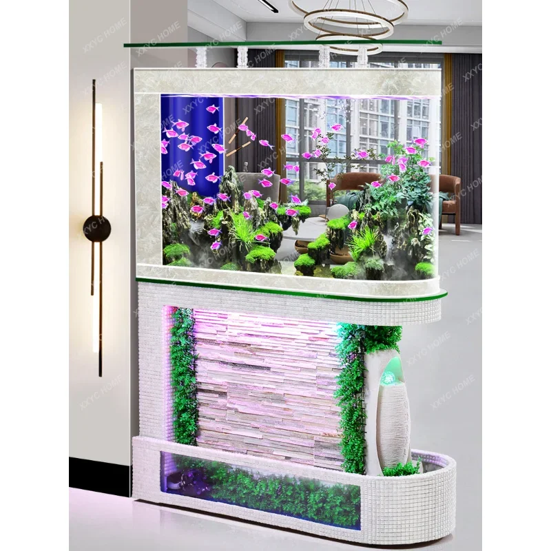 

Water Curtain Wall Fish Tank Subareas Screen Living Room Home Small Hallway Ecological Turtle Jar Dedicated Aquarium decoration