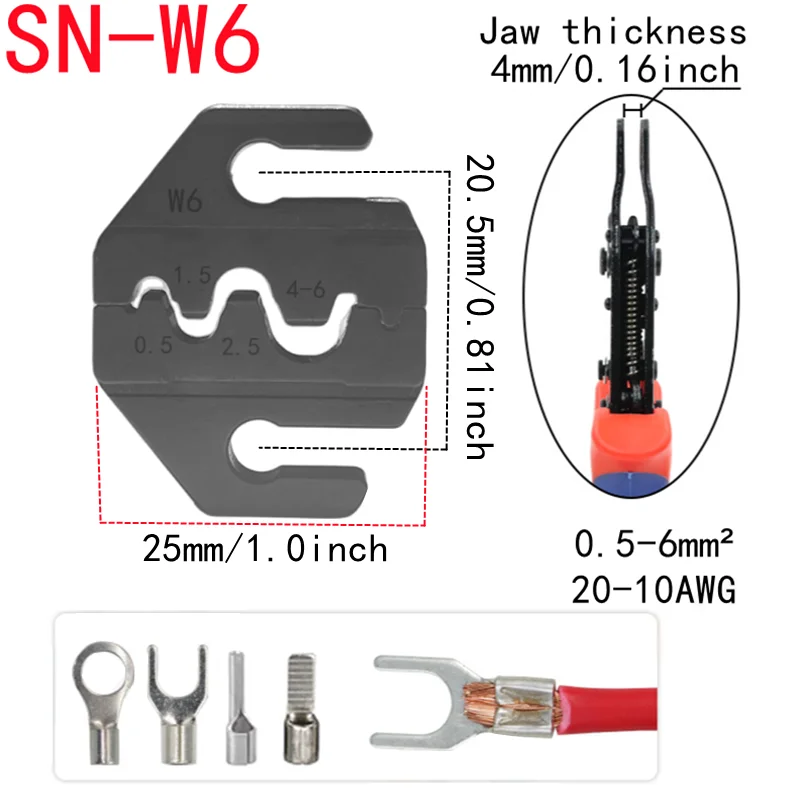 SN-48B Tool Kit for Crimping Pliers, Alloy Steel Jaws, 0.25-6mm ²， Tubular Terminal, 2.8/4.8/6.3mm Male Female Docking Terminal