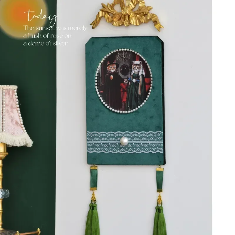 Original Embedded Glass French Light Luxury Niche Retro Decorative Painting European Bedroom Living Room Pearl Hanging Art