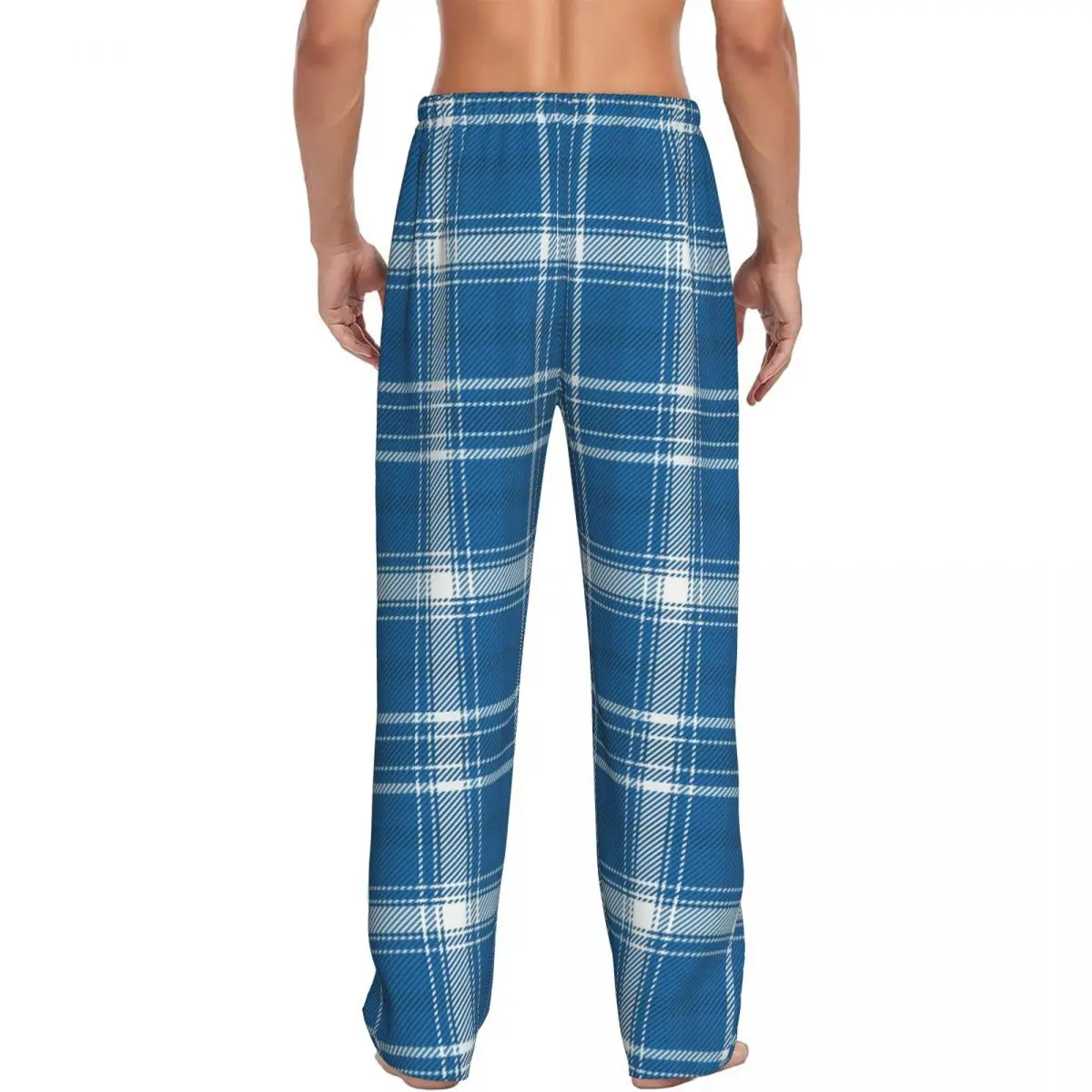 Personalizado impresso verificação xadrez tecido textura tartan padrão calças de pijama masculino dormir bottoms com bolsos