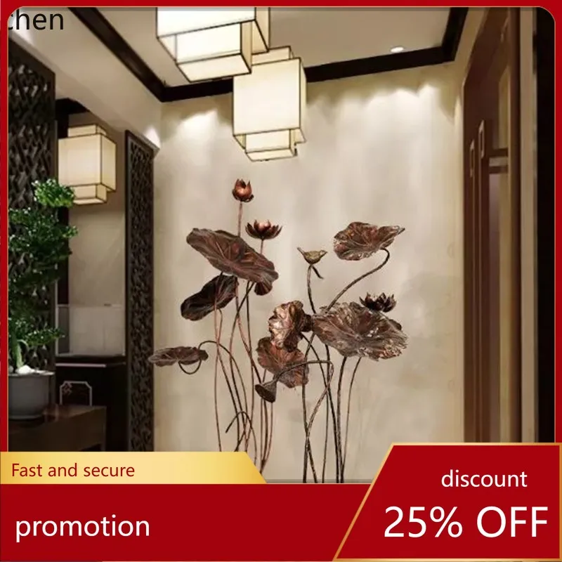 HT Stainless steel lotus leaf sculpture soft decoration hotel pool forged iron metal lotus flower landscape decoration