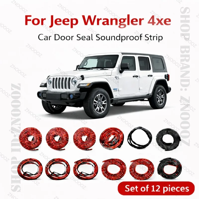 

For Jeep Wrangler 4xe Car Door Seal Strip Rubber Double Layer Soundproof Dustproof Waterproof Door Weatherstrip 12PCS Set