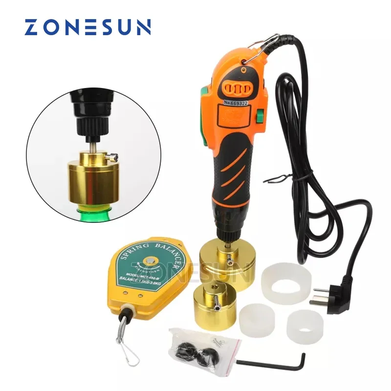 ZONESUN 100W Hand Held Bottle Capping Tool Plastic Smoke Oil Bottle Capping 10-50mm Cap Screw Capping Machine