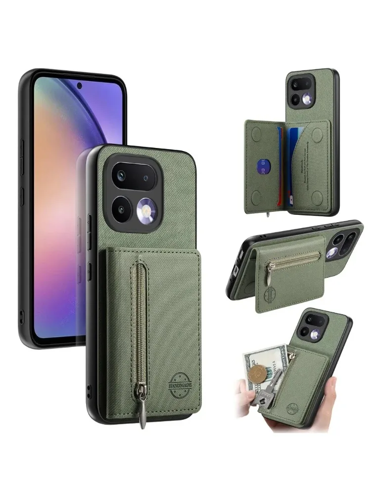 Etui na telefon Realme 14 15 16 Pro Plus 5G z klapką na karty, skórzane, z zamkiem błyskawicznym, ochrona RFID 360, bumper, coque, futerał na telefon Realme 12 13 14X 15 Realme14, tylna obudowa — zdjęcie produktu 7