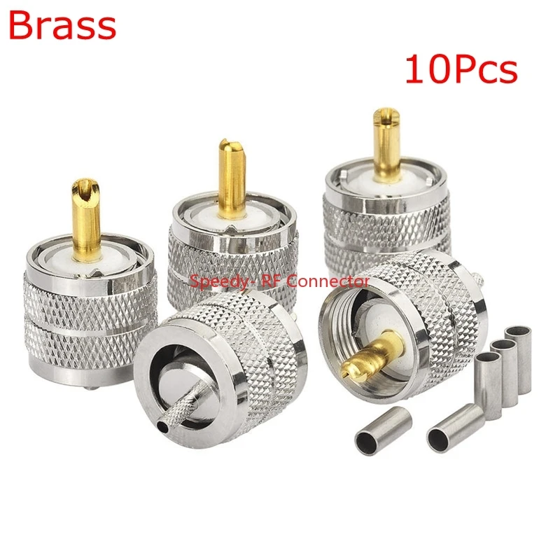 10Pcs PL259 UHF Male RG316 Plug Connector UHF Male Crimp for RG174 RG179 RG316 RG188 Coax Cable Brass Nickel Plated
