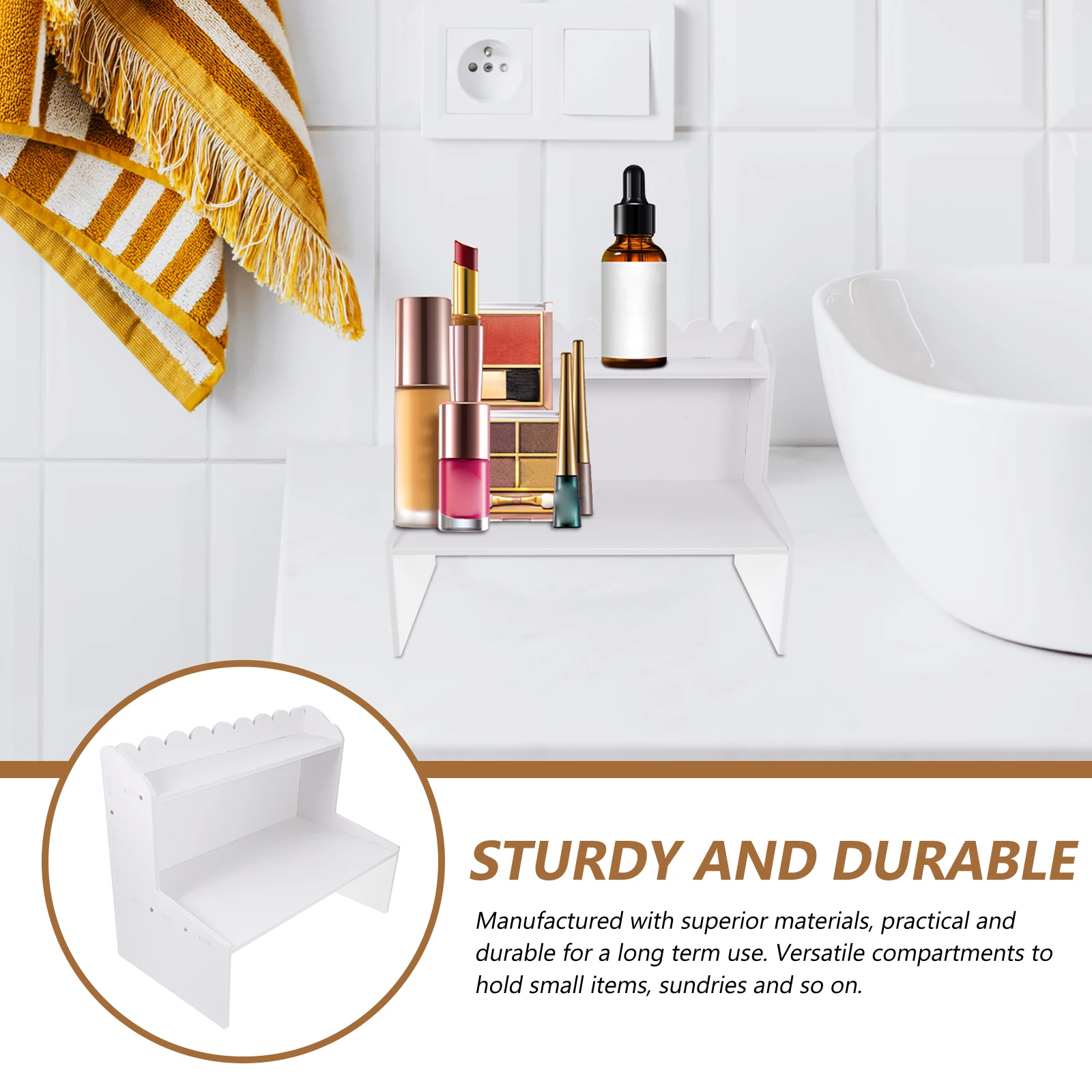 

Double Layer Desktop Organizer Rack Storage Shelf Book File Holder Office Home Bathroom Storage Box Organizer Rack